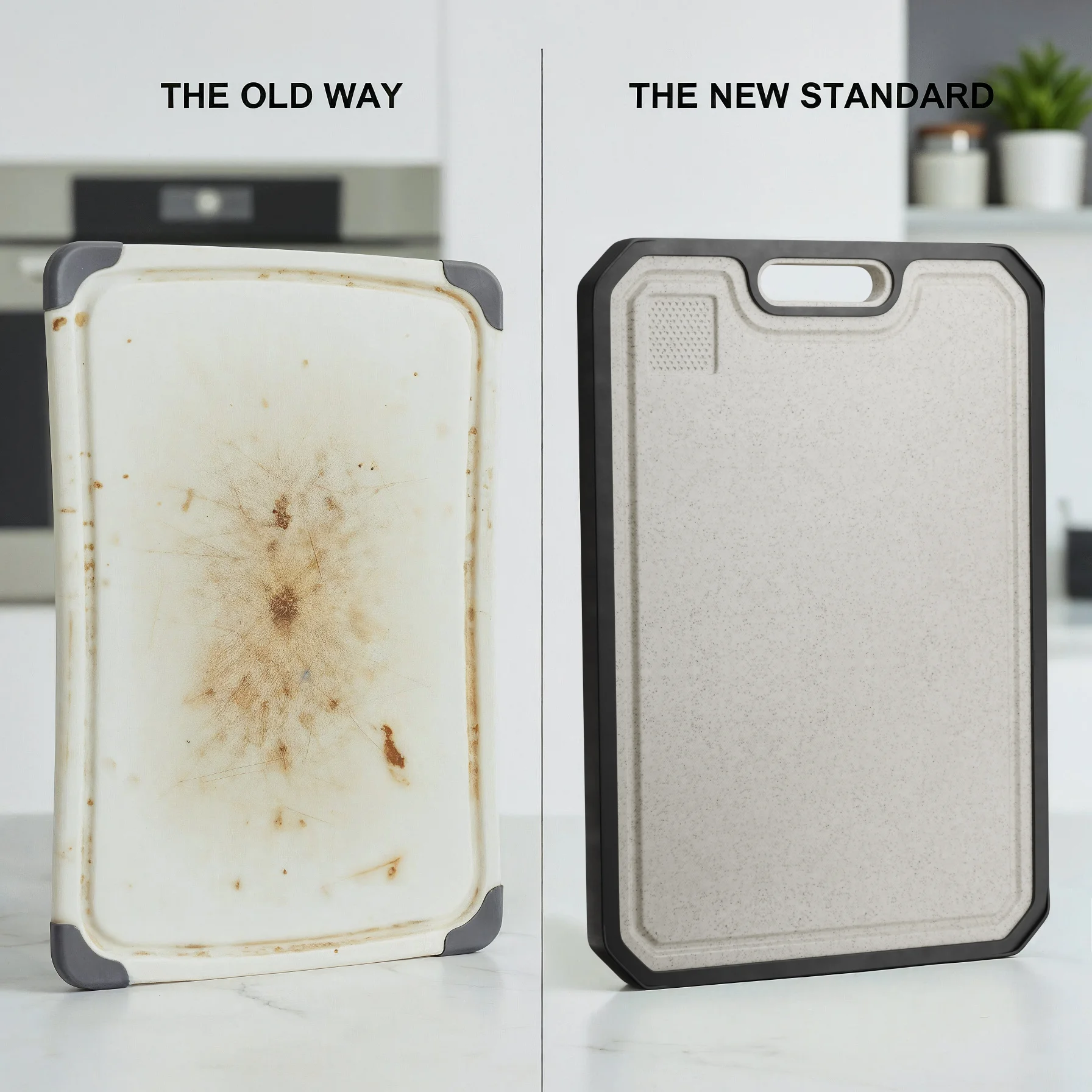 Promotional graphic featuring "THE OLD WAY" and "THE NEW STANDARD" text in a side-by-side or stacked comparison layout.