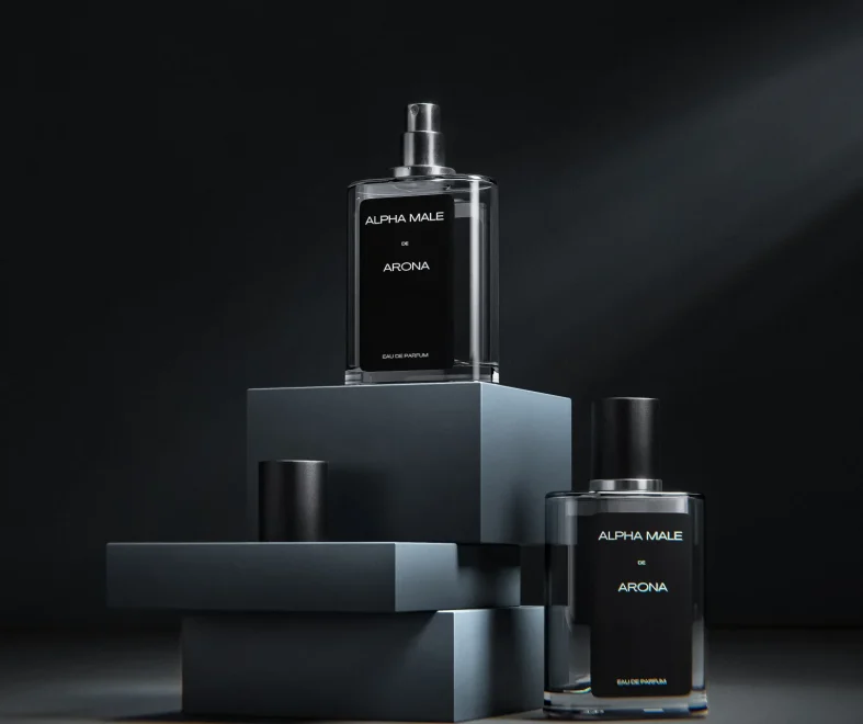 Perfume bottle packaging showing 