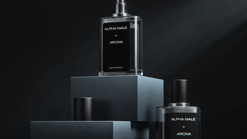Perfume bottle packaging showing 