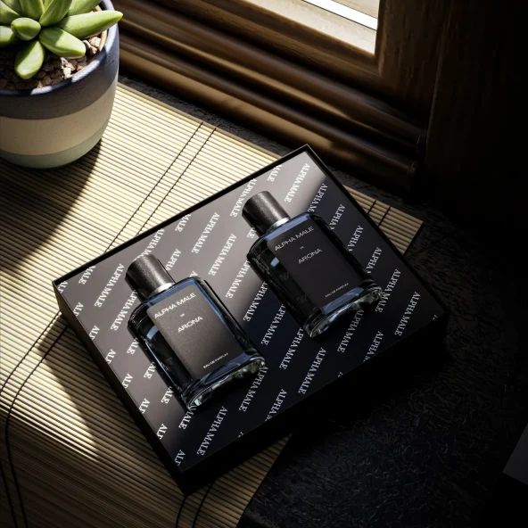 Perfume packaging with repeated 